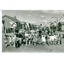 Everyone enjoys a street party for the Queen's Jubilee Folk enjoying a street party on Baberton Mains Terrace